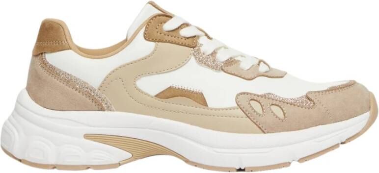 Marella Glitter Color-Block Chunky Sneakers Beige Dames