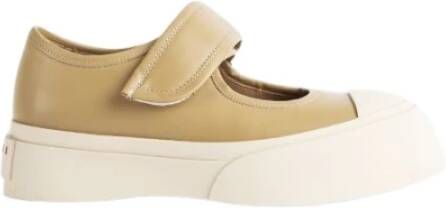 Marni Beige Leren Mary Jane Sneakers Brown Dames