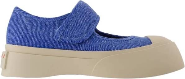 Marni Blauwe Katoenen Platform Sneakers met Band Blue Dames