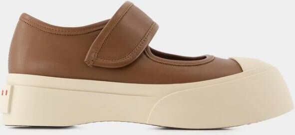 Marni Bruin Leren Mary Jane Sneakers Brown Dames