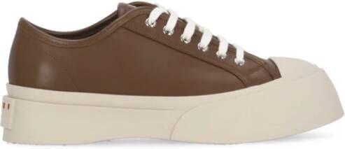 Marni Bruine Leren Sneakers met Contrasterende Details Brown Dames