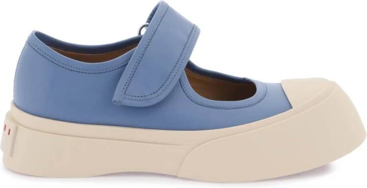 Marni Chunky Sole Leren Mary Jane Sneakers Blue Dames