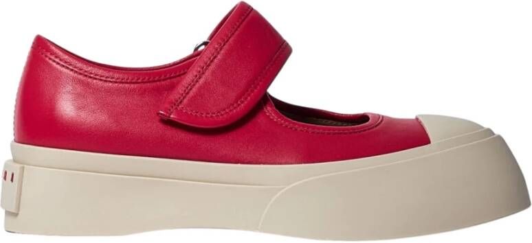 Marni Chunky Sole Leren Schoenen Red Dames