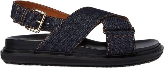 Marni Denim Geweven Gespsandalen Blue Dames