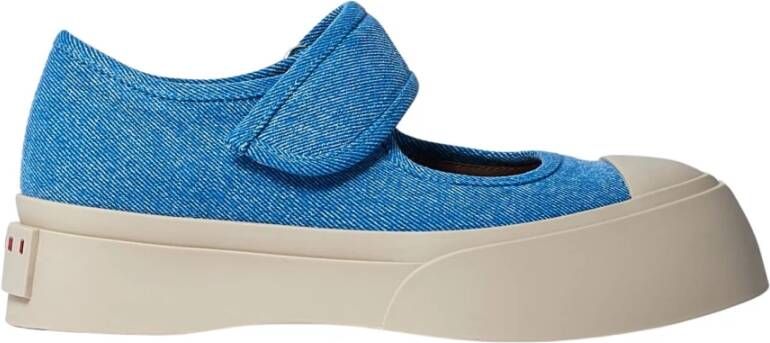 Marni Blauwe Katoenen Platform Sneakers met Band Blue Dames