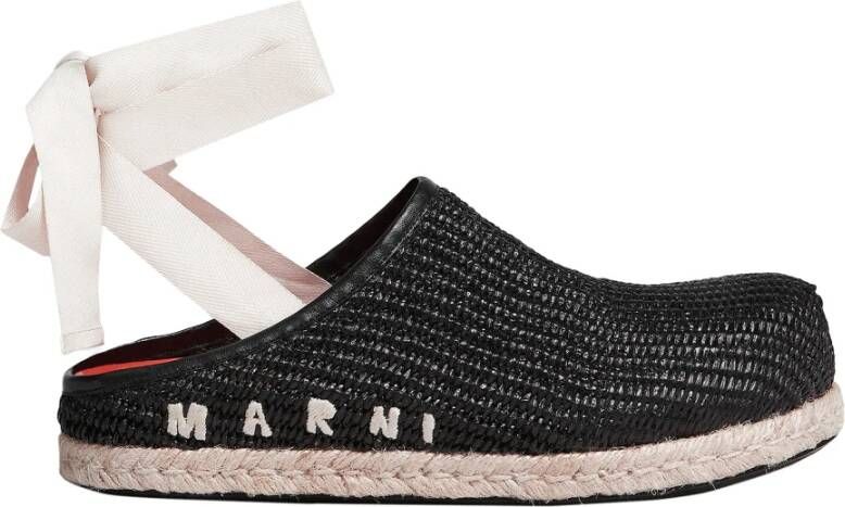 Marni Elegante Rafia Mules voor Modieuze Vrouwen Black Dames