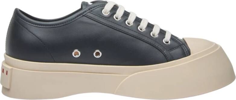 Marni Glanzende Leren Veterschoenen Black Dames