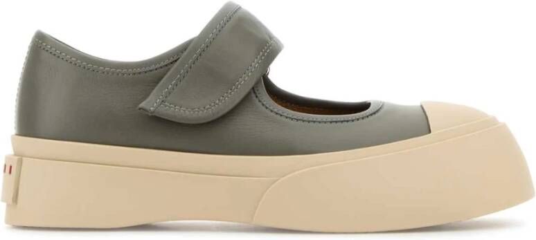 Marni Grijze Leren Mary Jane Sneakers Gray Dames