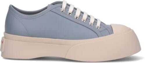 Marni Grijze Leren Sneakers met Contrasterende Zool Gray Dames