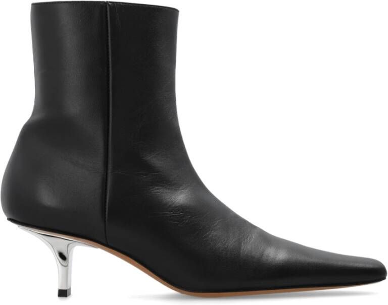 Marni Zilveren Stiletto Hak Leren Laarzen Black Dames