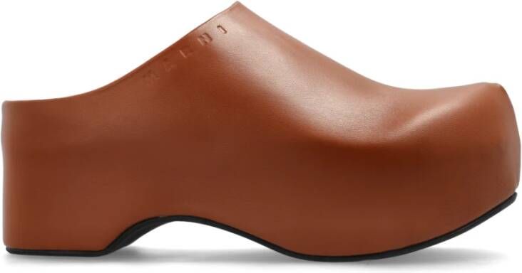 Marni Leren slides Chunky Brown Dames