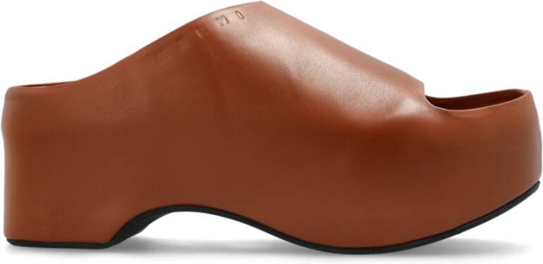 Marni Leren slides Chunky Brown Dames