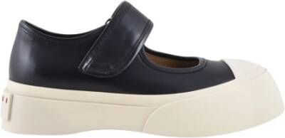 Marni Leren Sneakers met 100% Rubberen Zool Black Dames