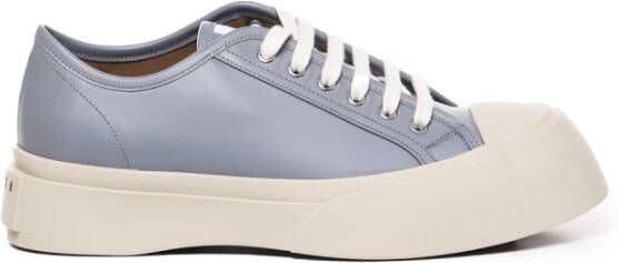 Marni Leren Sneakers met Brede Rubberen Zool Gray Heren