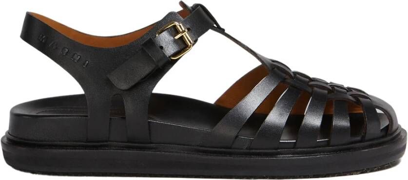 Marni Experimentele Leren Sandalen Zwart Dames