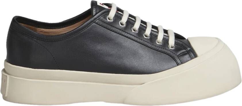 Marni Low-Top Sneakers Black Smooth Leather Sneakers in zwart