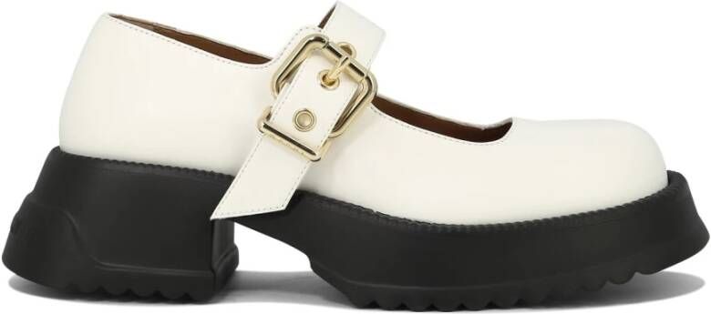 Marni Platform Sole Mary Jane Leren Schoenen White Dames