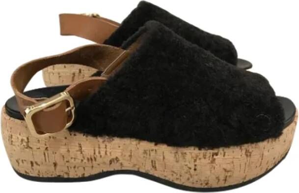 Marni Pre-owned Fur sandals Black Dames