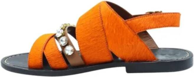 Marni Pre-owned Leather sandals Orange Dames