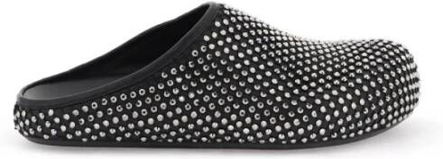 Marni Rhinestone Leren Fussbett Klompen Black Dames