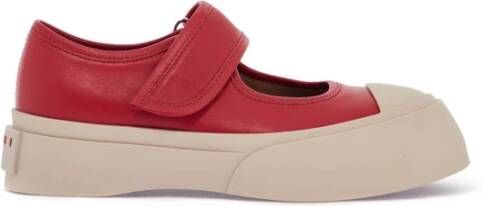 Marni Rode leren Velcro sneakers Red Dames