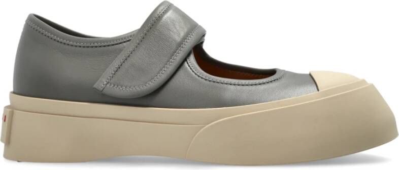 Marni Grijze Leren Mary Jane Sneakers Gray Dames