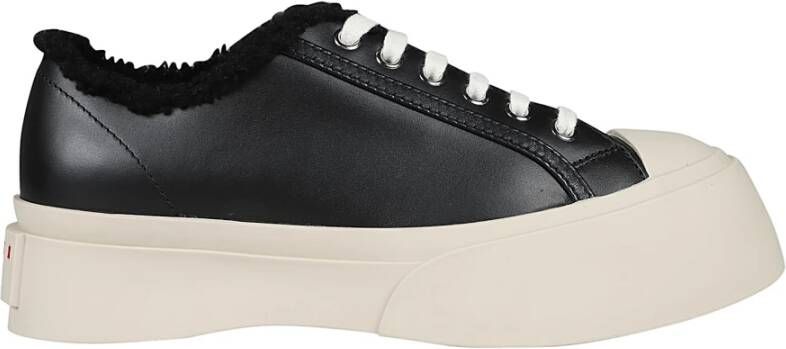 Marni Shearling Lace-Up Sneakers Black Dames