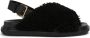 Marni Shearling sandalen met gouden gesp Black Dames - Thumbnail 1