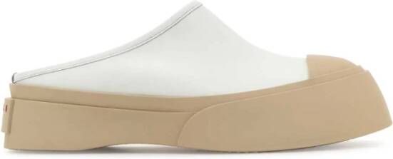 Marni Witte Leren Platform Slippers White Dames