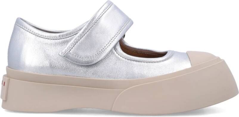 Marni Zilveren Sneakers met Leren Bovenwerk Gray Dames