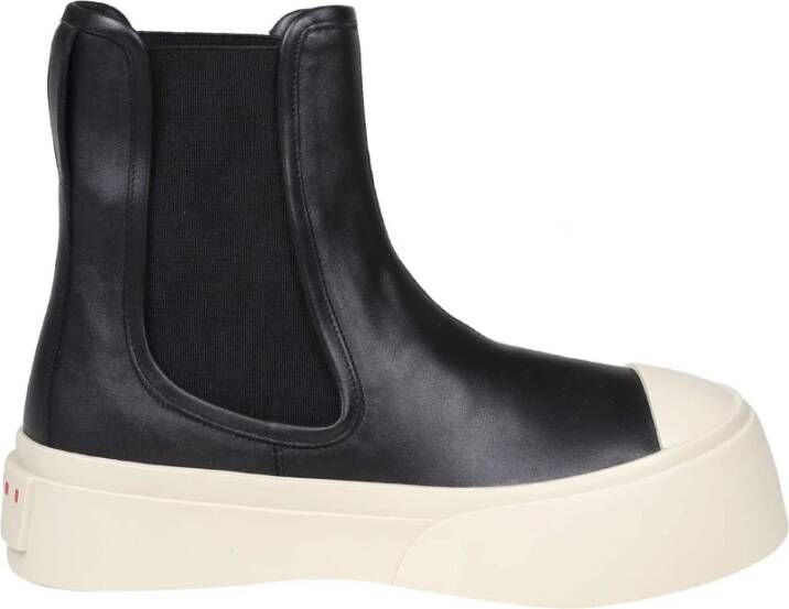 Marni Zwarte Leren Enkellaarzen Platform Black Dames