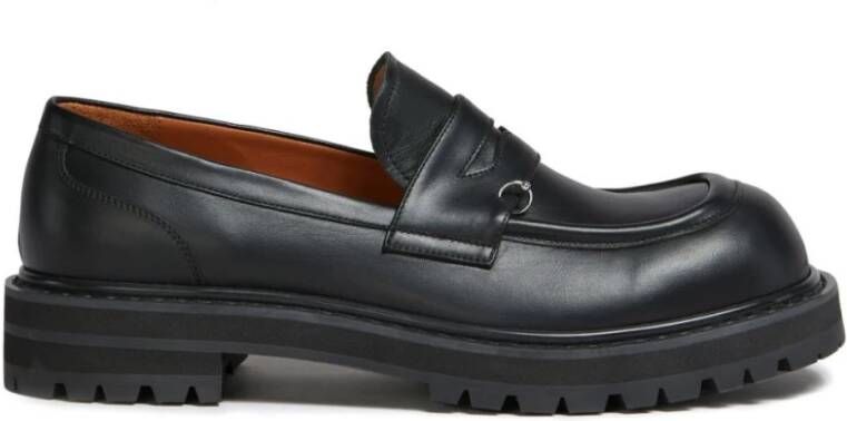 Marni Zwarte leren Penny Loafers Black Heren