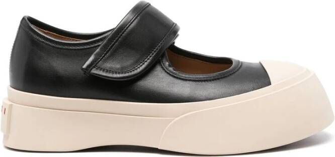 Marni Zwarte Leren Sneakers Metalen Details Black Dames