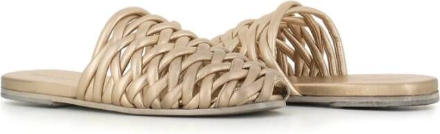 Marsell Gouden Geweven Leren Sandalen Beige Dames