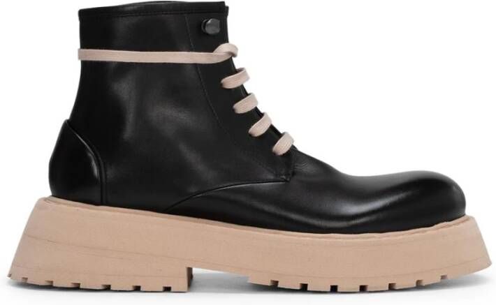 Marsell Leren Veterschoenen Enkellaarzen Black Dames