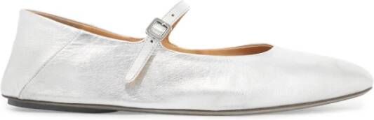 Marsell Metallic Leren Ballerina Flats Gray Dames