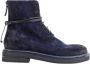 Marsell Navy Blue Lace-Up Suede Boots Blue Dames - Thumbnail 1