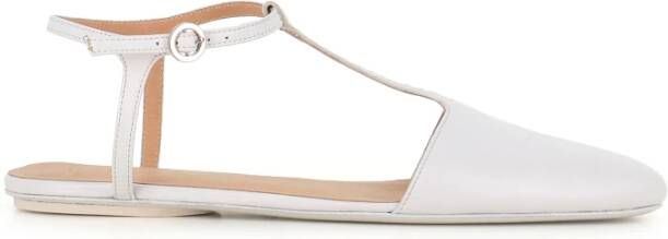 Marsell Witte leren enkelband ballerina schoenen White Dames