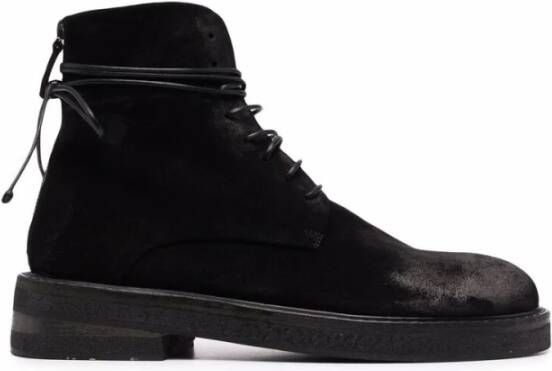 Marsell Zwarte Suède Leren Veterschoenen Black Heren