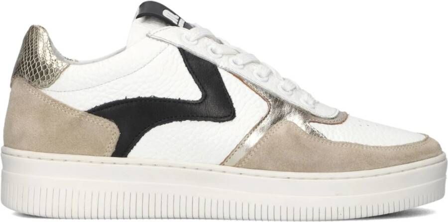 Maruti Witte leren sneakers met beige suède Beige Dames