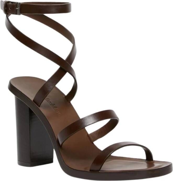 Max Mara Blokhak Leren Sandalen Brown Dames