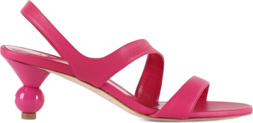 Max Mara Leren lage sandalen Zigano stijl Pink Dames