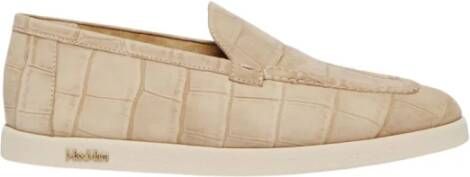 Max Mara Loafers met Krokodillentextuur Beige Dames