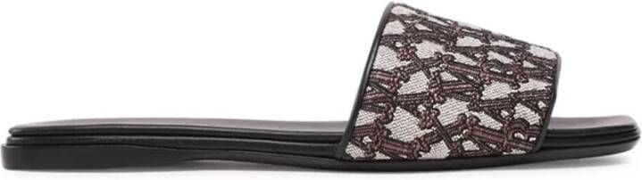 Max Mara Logo Slides Leren Open Teen Sandalen Brown Dames