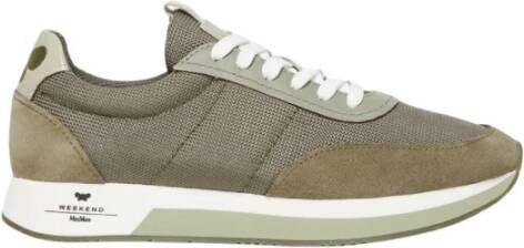 Max Mara Weekend Stijlvolle stoffen en suède sneakers Green Dames