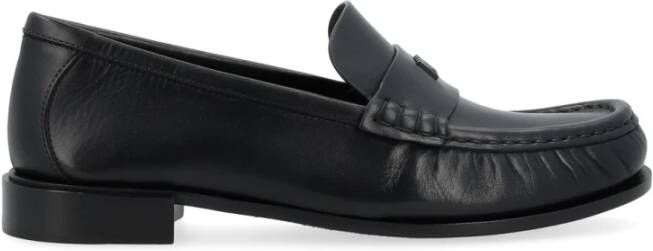 Max Mara Zwarte Leren Loafer Mocassin Black Dames