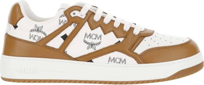 MCM Leren Sneakers Ronde Neus Vetersluiting Ontwerp Multicolor Heren