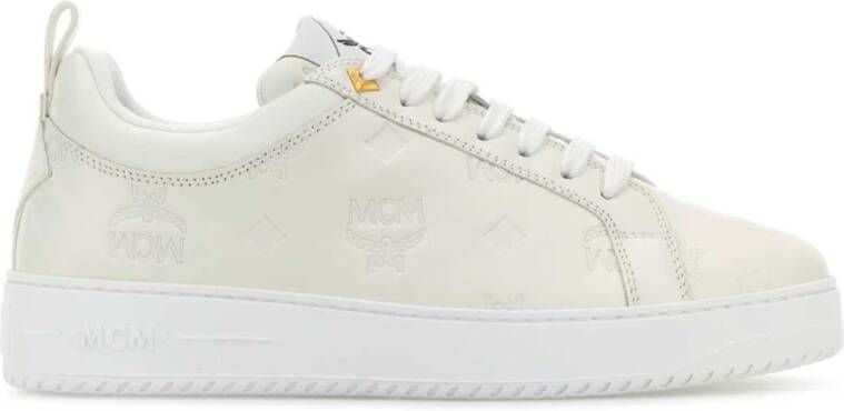 MCM Stijlvolle witte leren sneakers Beige Heren