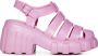 Melissa Band Platform Hak Sandalen Ronde Neus Pink Dames - Thumbnail 7