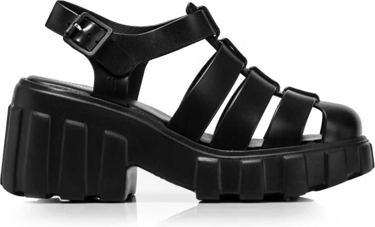 Melissa Zwarte Fisherman Style Sleehak Sandalen Black Dames